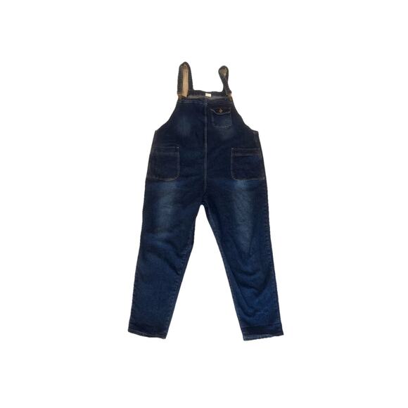 Soojun Overalls Womens Size 2XL Blue Denim Dark Wash Stretch Straight Leg - Picture 3 of 7